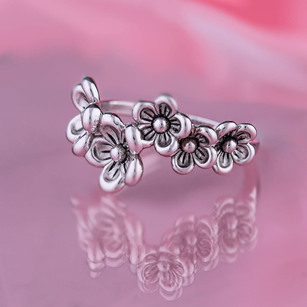 925 Sterling Silver Flowers Ring